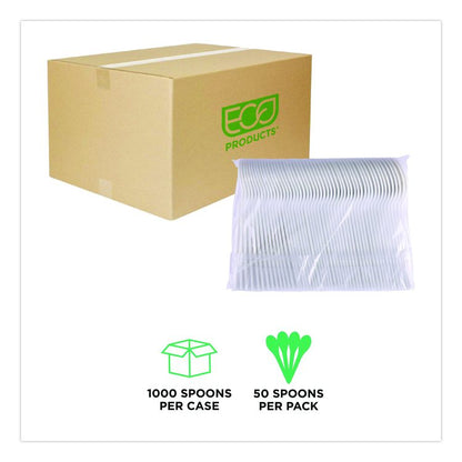 Plantware Compostable Soup Spoon, Heavyweight, Plastic, White, 50/Pack, 20 Packs/Carton