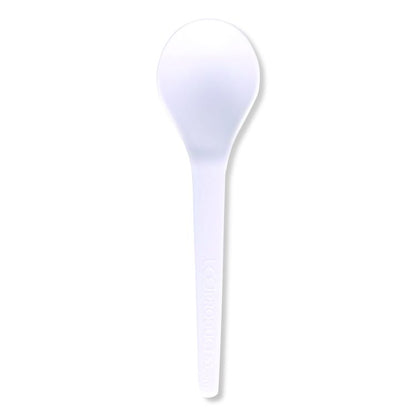 Plantware Compostable Soup Spoon, Heavyweight, Plastic, White, 50/Pack, 20 Packs/Carton