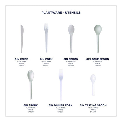 Plantware Compostable Soup Spoon, Heavyweight, Plastic, White, 50/Pack, 20 Packs/Carton