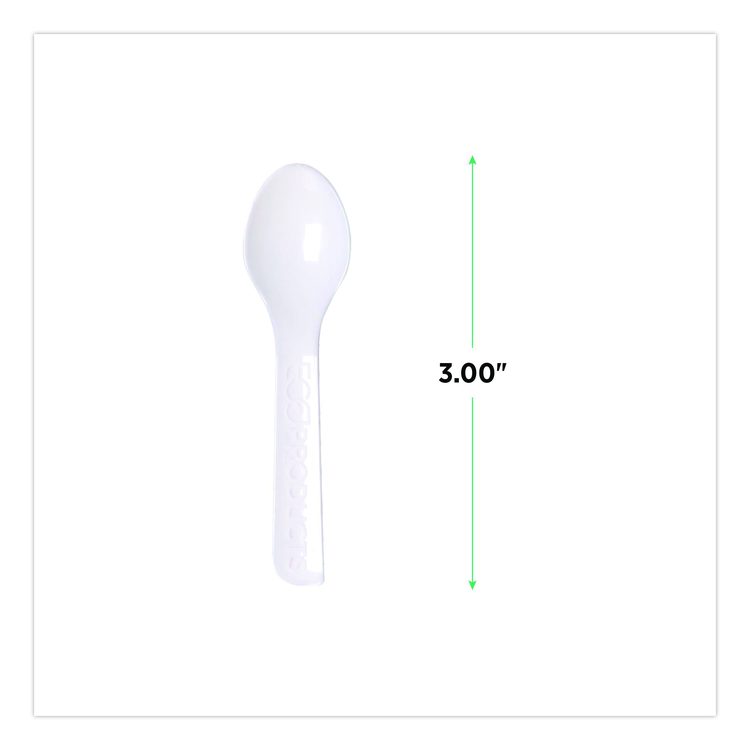 Plantware CPLA Tasting Spoon, Plastic, 3", White, 2,000/Carton