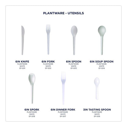 Plantware CPLA Tasting Spoon, Plastic, 3", White, 2,000/Carton