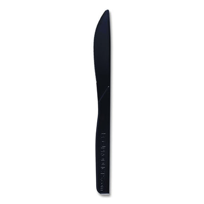 100% Recycled Content Cutlery, Knife, Plastic, Black, 50/Pack, 20 Packs/Carton