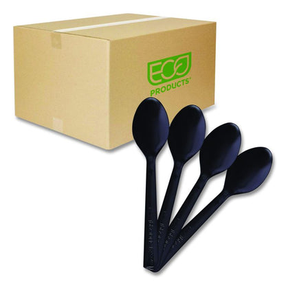 100% Recycled Content Cutlery, Spoon, Plastic, Black, 50/Pack, 20 Pack/Carton