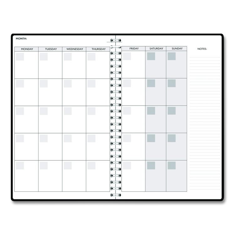 Recycled Non-Dated Monthly/Weekly Planner, Flower Tiles, Tan/Black/White Cover, Undated