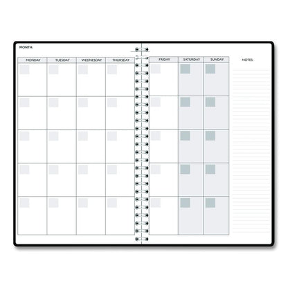 Recycled Non-Dated Monthly/Weekly Planner, Flower Tiles, Tan/Black/White Cover, Undated
