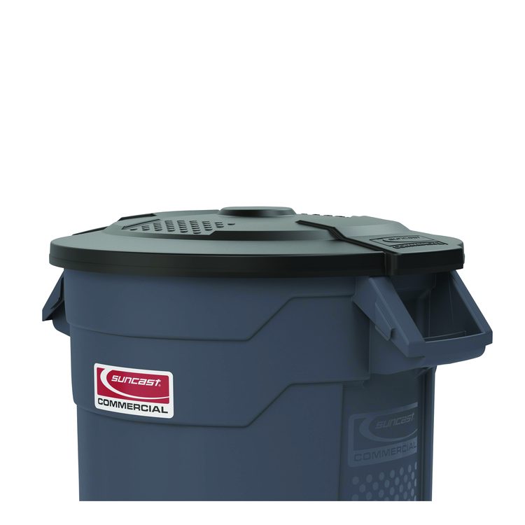 Utility Trash Can Lid for 32 gal Trash Can, 22.22" Diameter x 3", Black