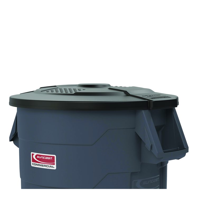 Utility Trash Can Lid for 44 gal Trash Can, 24.88" Diameter x 3", Black