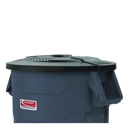 Utility Trash Can Lid for 44 gal Trash Can, 24.88" Diameter x 3", Black