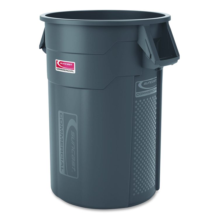 Injection Molded Utility Trash Can, 44 gal, Plastic/Resin, Gray