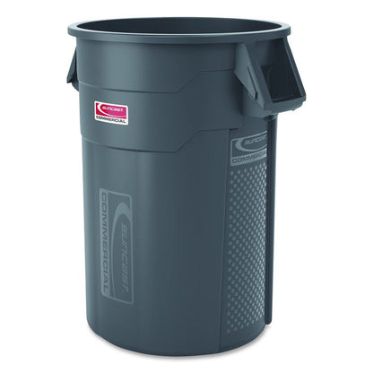Injection Molded Utility Trash Can, 44 gal, Plastic/Resin, Gray