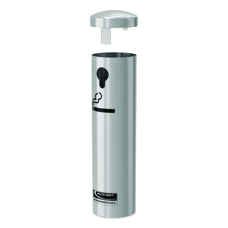 Smokers Ashtray Receptacle Attachment, Stainless Steel, Silver, Black