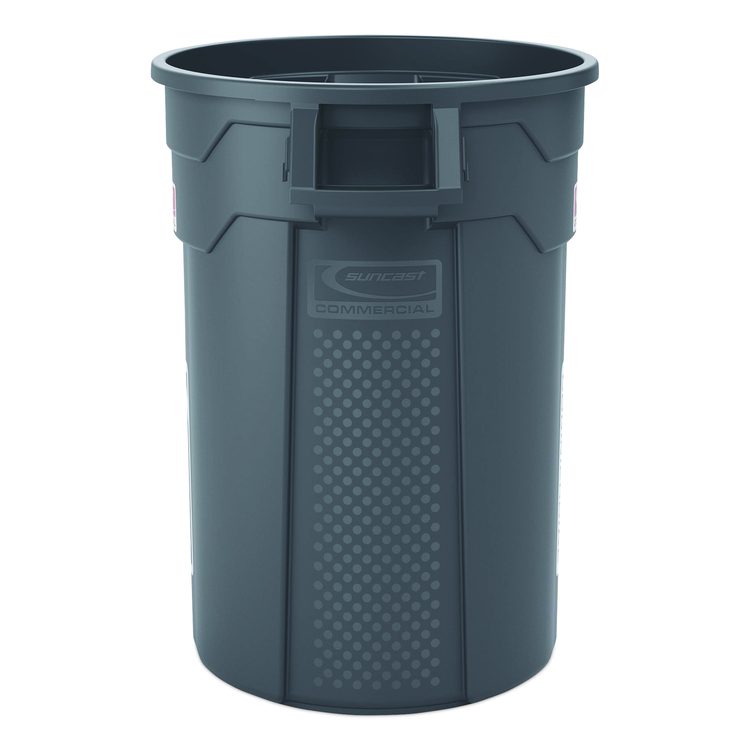 Injection Molded Utility Trash Can, 32 gal, Plastic/Resin, Gray