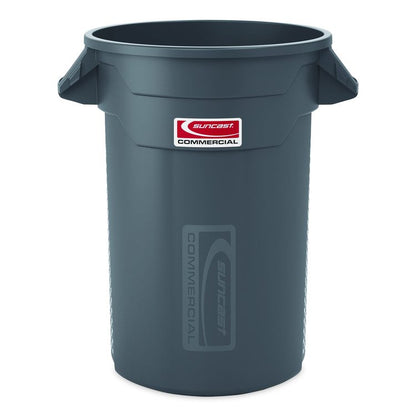 Injection Molded Utility Trash Can, 32 gal, Plastic/Resin, Gray