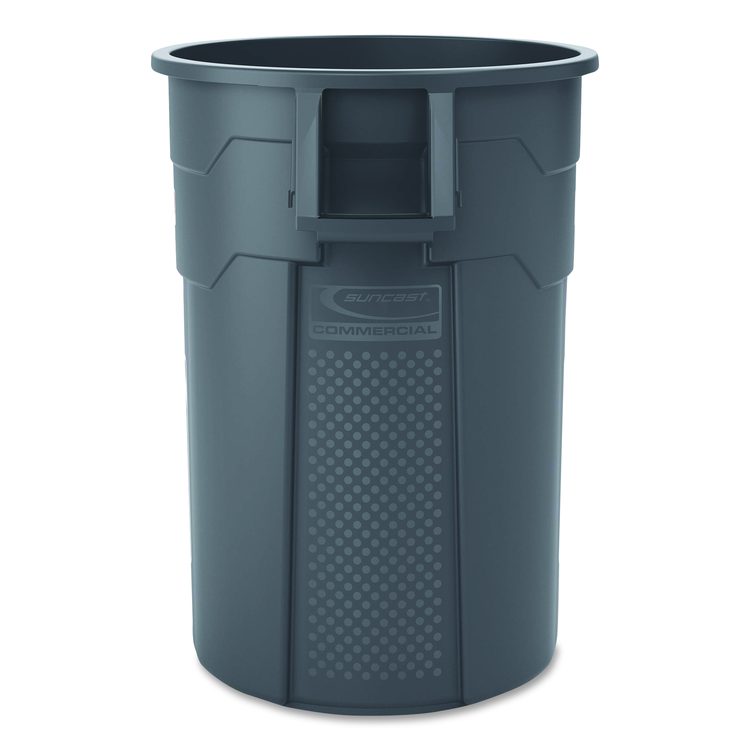 Injection Molded Utility Trash Can, 44 gal, Plastic/Resin, Gray