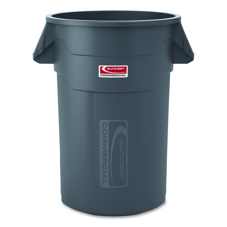 Injection Molded Utility Trash Can, 44 gal, Plastic/Resin, Gray