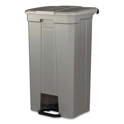 Step-On Trash Can, 23 gal, Resin, Platinum Metallic