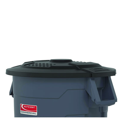 Utility Trash Can Lid for 20 gal Trash Can, 19.74" Diameter x 2.9", Black