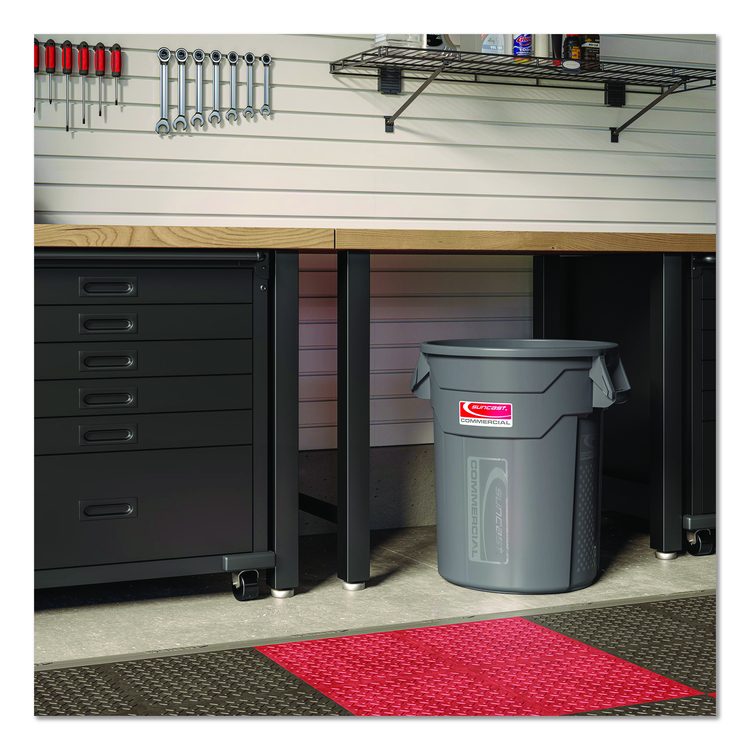 Injection Molded Utility Trash Can, 20 gal, Resin, Gray