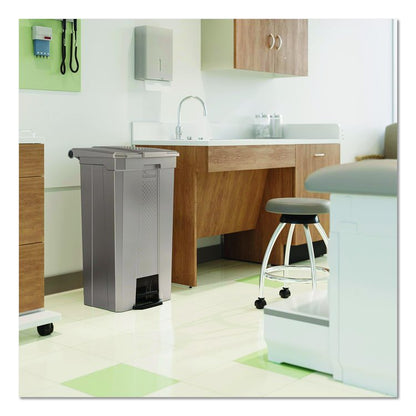 Step-On Trash Can, 23 gal, Resin, Platinum Metallic