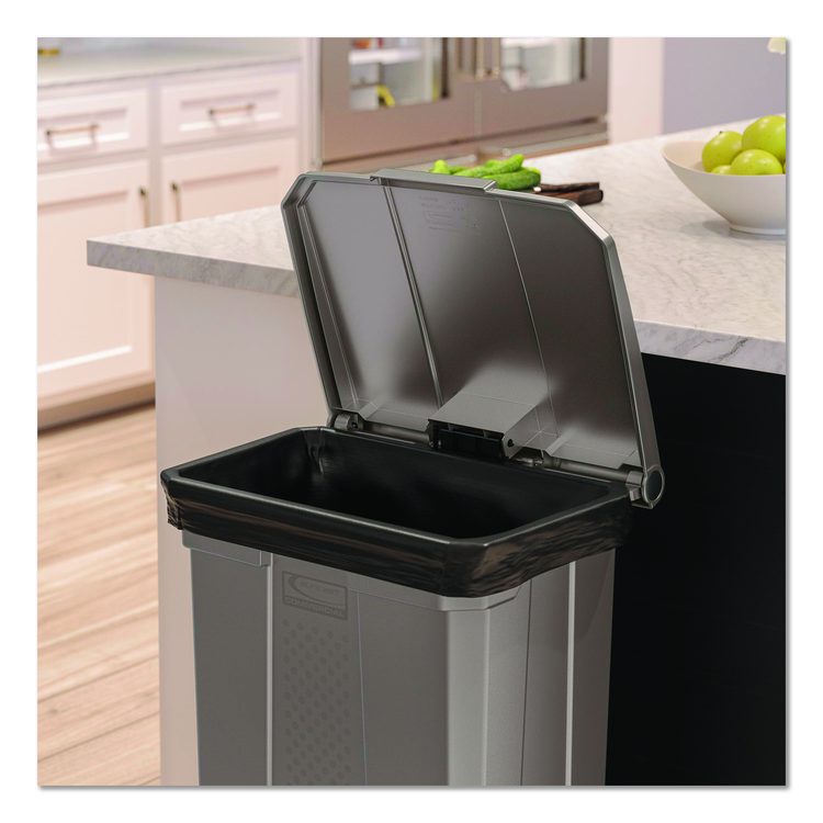 Step-On Trash Can, 23 gal, Resin, Platinum Metallic