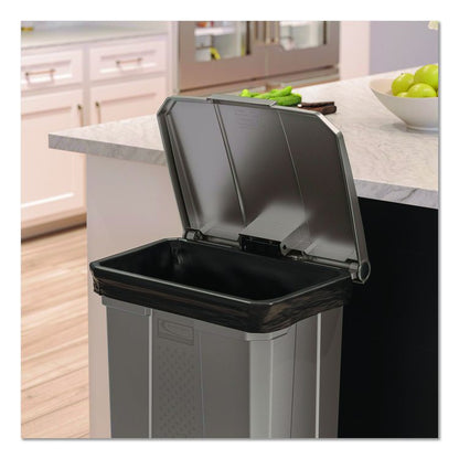 Step-On Trash Can, 23 gal, Resin, Platinum Metallic