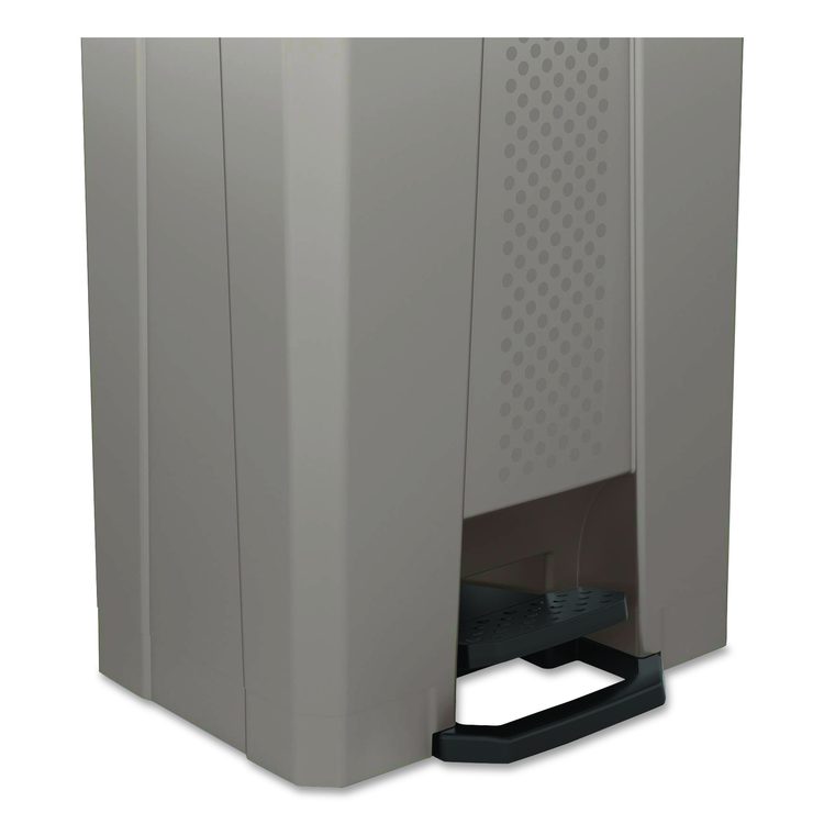 Step-On Trash Can, 23 gal, Resin, Platinum Metallic