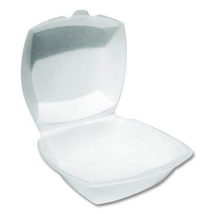 Foam Hinged Lid Containers, 6 x 6 x 3, White, Foam, 500/Carton