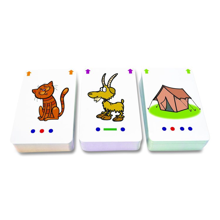 Decoding Flashcards: Blend Patterns, CVC Words, Vowels/Digraphs, Grades K to 1, Assorted Colors, 54 Cards/Deck, 3 Decks