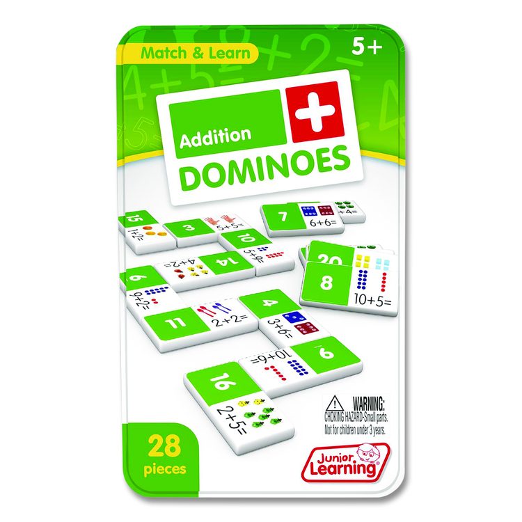 Addition Dominoes, 1 to 2 Players, Grades K to 2, 28 Pieces