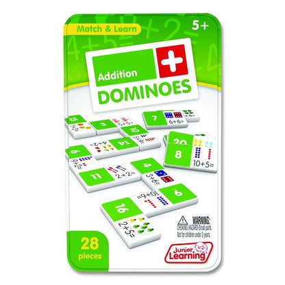 Addition Dominoes, 1 to 2 Players, Grades K to 2, 28 Pieces