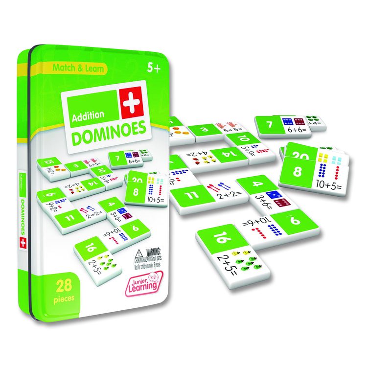 Addition Dominoes, 1 to 2 Players, Grades K to 2, 28 Pieces