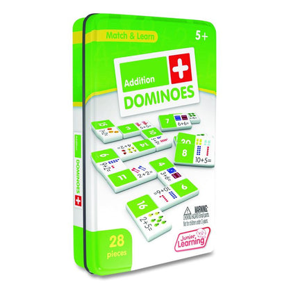 Addition Dominoes, 1 to 2 Players, Grades K to 2, 28 Pieces