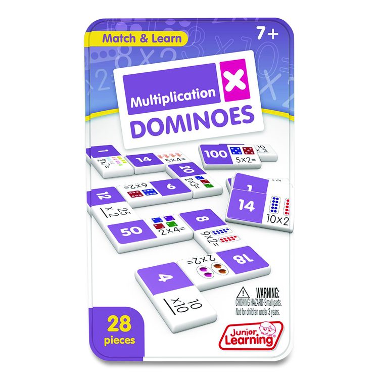 Multiplication Dominoes, 1 to 2 Players, Grades 2 to 4, 28 Pieces