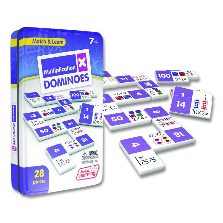 Multiplication Dominoes, 1 to 2 Players, Grades 2 to 4, 28 Pieces