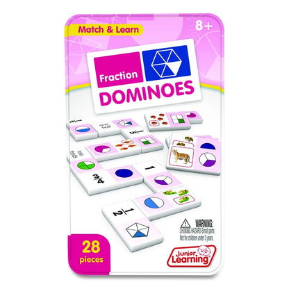 Fraction Dominoes, 1 to 2 Players, Grades 3 to 7, 28 Pieces