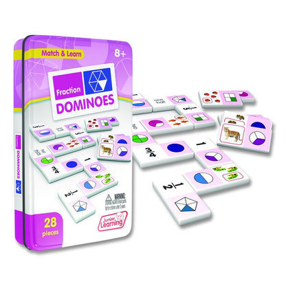 Fraction Dominoes, 1 to 2 Players, Grades 3 to 7, 28 Pieces
