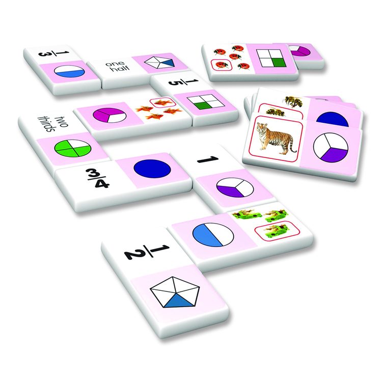 Fraction Dominoes, 1 to 2 Players, Grades 3 to 7, 28 Pieces