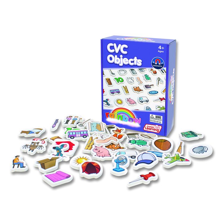Rainbow CVC Objects, +/- 1.6" Tall, Assorted Objects and Object Colors, White Background, 40 Pieces