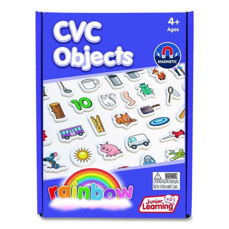 Rainbow CVC Objects, +/- 1.6" Tall, Assorted Objects and Object Colors, White Background, 40 Pieces