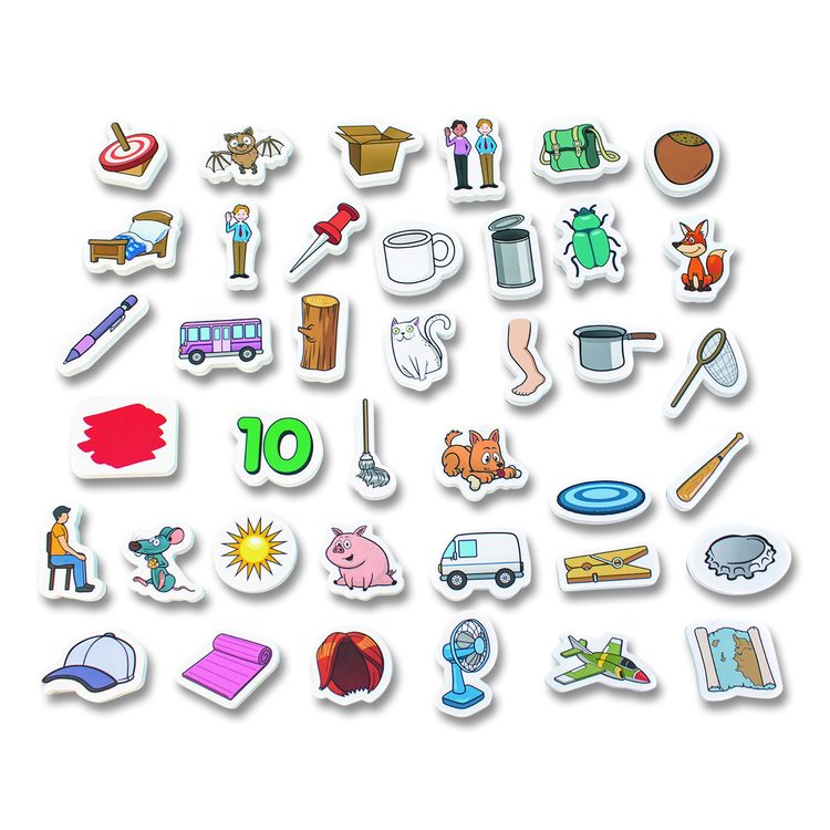 Rainbow CVC Objects, +/- 1.6" Tall, Assorted Objects and Object Colors, White Background, 40 Pieces
