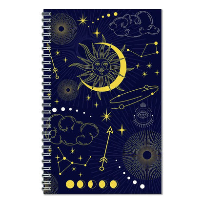 Recycled Non-Dated Monthly/Weekly Planner, Celestial, Blue/Gold Cover, Undated