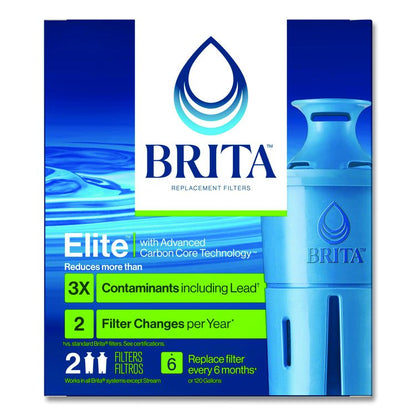 Elite Replacement Water Filters for Pitcher and Dispensers, 2 Filters/Box, 12 Boxes/Carton