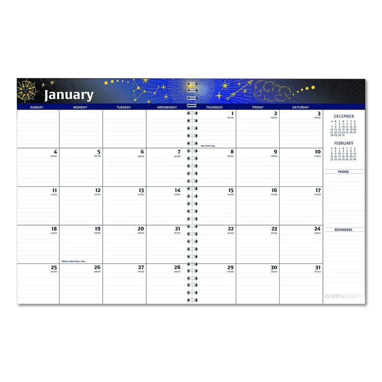 Recycled Stargazer Monthly Planner, Stargazer Artwork, 11 x 7, Black Cover, 13-Month (Dec to Dec): 2026