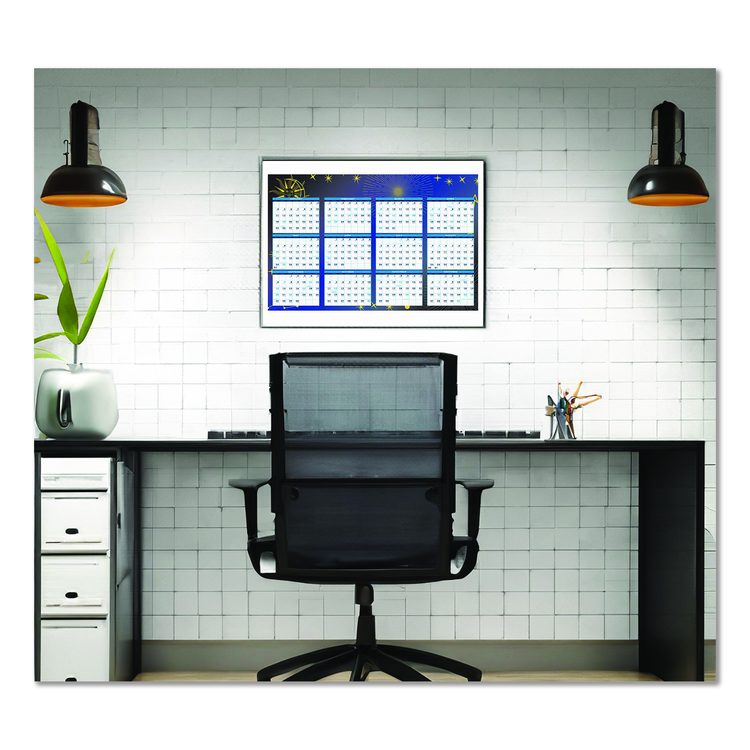 Recycled Stargazer Laminated Wall Planner, Celestial Artwork, 24 x 37, White/Blue/Gold Sheets, 12-Month (Jan to Dec): 2026