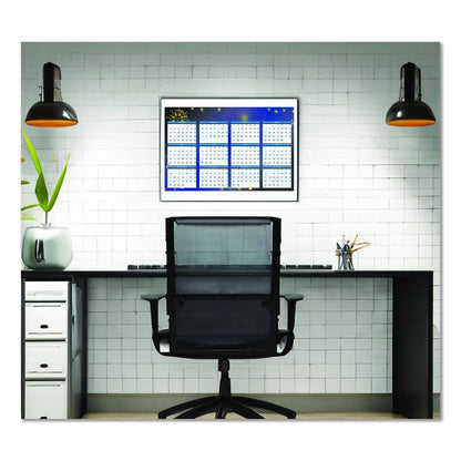 Recycled Stargazer Laminated Wall Planner, Celestial Artwork, 24 x 37, White/Blue/Gold Sheets, 12-Month (Jan to Dec): 2026