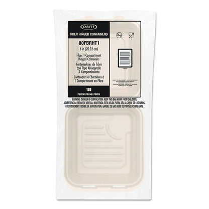 Compostable Molded Fiber Hinged Trays, ProPlanet Seal, 8.65 x 7.94 x 2.98, Natural, 200/Carton