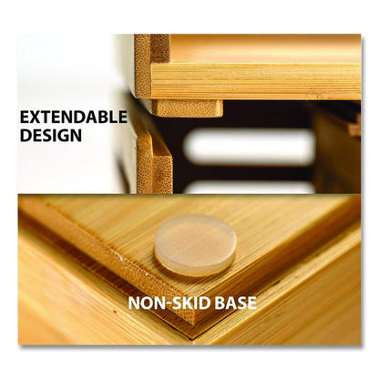Bamboo Stackable Document Organizer with Drawer, 2 Sections, Letter Size Files, 14.09" x 10.08" x 7.7", Brown