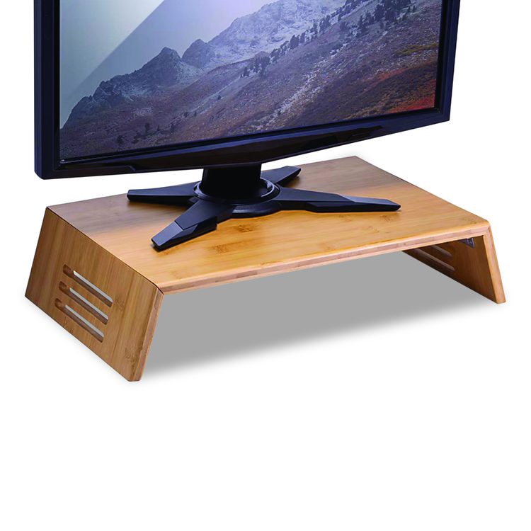 Bamboo Desktop Monitor Stand, For 16" Monitors, 17.56 x 12.44 x 2.64, Brown, Supports 20 lbs