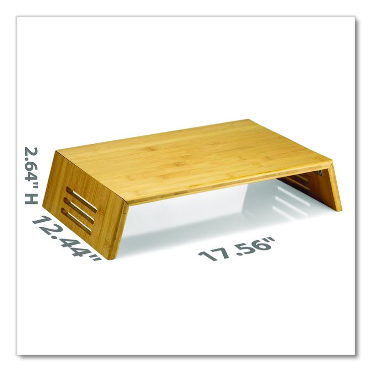 Bamboo Desktop Monitor Stand, For 16" Monitors, 17.56 x 12.44 x 2.64, Brown, Supports 20 lbs