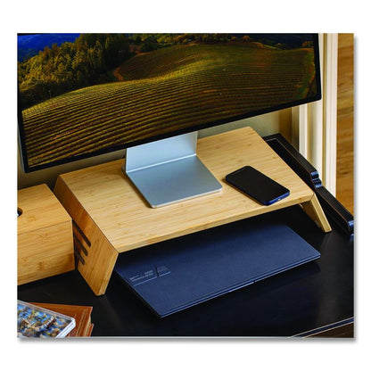 Bamboo Desktop Monitor Stand, For 16" Monitors, 17.56 x 12.44 x 2.64, Brown, Supports 20 lbs